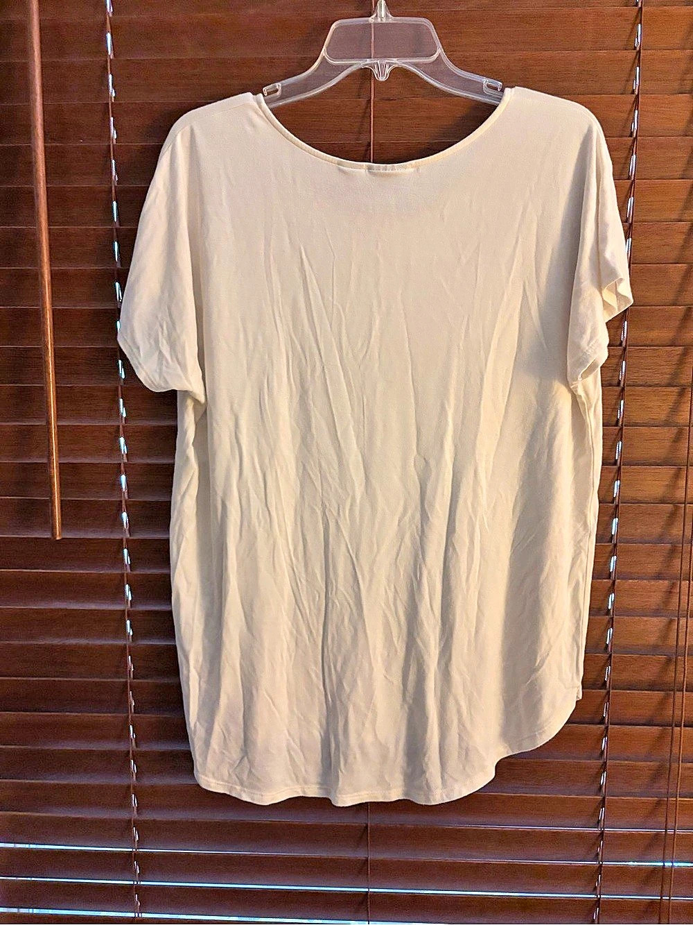 Adrienne Vittadini Short Sleeve Top in Cream Size XL